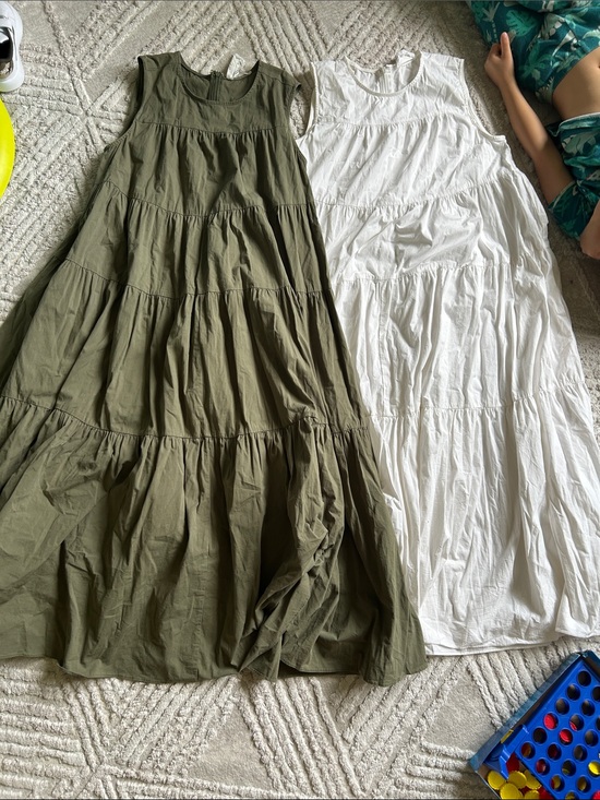Pomander Place Dresses & Skirts - Pomander place Women’s Tiered Maxi Dress — Olive Green and white
